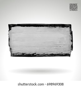 Grey brush stroke and texture. Grunge vector abstract hand - painted element. Underline and border design.