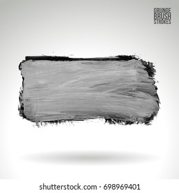 Grey brush stroke and texture. Grunge vector abstract hand - painted element. Underline and border design.