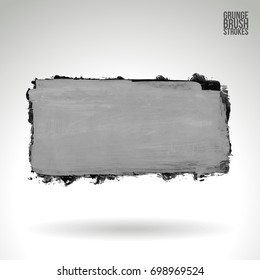Grey brush stroke and texture. Grunge vector abstract hand - painted element. Underline and border design.