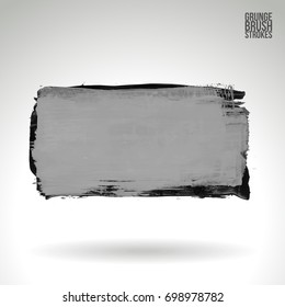 Grey brush stroke and texture. Grunge vector abstract hand - painted element. Underline and border design.