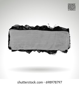 Grey brush stroke and texture. Grunge vector abstract hand - painted element. Underline and border design.