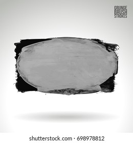 Grey brush stroke and texture. Grunge vector abstract hand - painted element. Underline and border design.