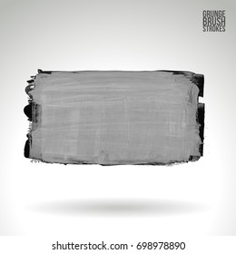 Grey brush stroke and texture. Grunge vector abstract hand - painted element. Underline and border design.