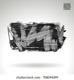 Grey brush stroke and texture. Grunge vector abstract hand - painted element. Underline and border design.