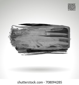 Grey brush stroke and texture. Grunge vector abstract hand - painted element. Underline and border design.