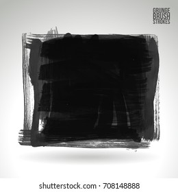 Grey brush stroke and texture. Grunge vector abstract hand - painted element. Underline and border design.