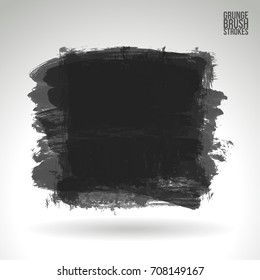 Grey brush stroke and texture. Grunge vector abstract hand - painted element. Underline and border design.