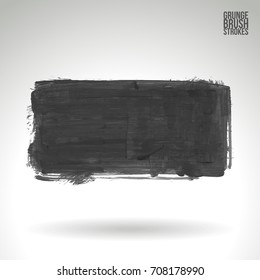 Grey brush stroke and texture. Grunge vector abstract hand - painted element. Underline and border design.