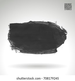 Grey brush stroke and texture. Grunge vector abstract hand - painted element. Underline and border design.