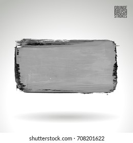 Grey brush stroke and texture. Grunge vector abstract hand - painted element. Underline and border design.