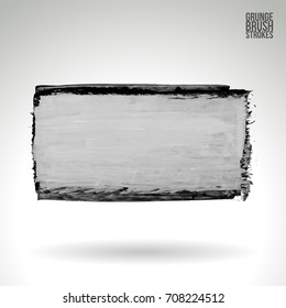 Grey brush stroke and texture. Grunge vector abstract hand - painted element. Underline and border design.