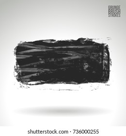 Grey brush stroke and texture. Grunge vector abstract hand - painted element. Underline and border design.