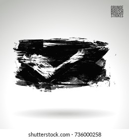 Grey brush stroke and texture. Grunge vector abstract hand - painted element. Underline and border design.