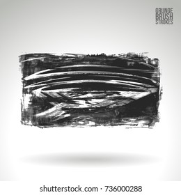 Grey brush stroke and texture. Grunge vector abstract hand - painted element. Underline and border design.