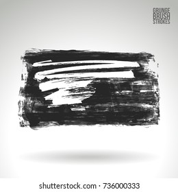 Grey brush stroke and texture. Grunge vector abstract hand - painted element. Underline and border design.