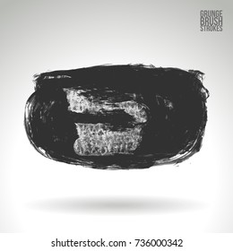Grey brush stroke and texture. Grunge vector abstract hand - painted element. Underline and border design.