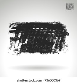Grey brush stroke and texture. Grunge vector abstract hand - painted element. Underline and border design.