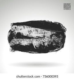 Grey brush stroke and texture. Grunge vector abstract hand - painted element. Underline and border design.