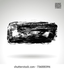 Grey brush stroke and texture. Grunge vector abstract hand - painted element. Underline and border design.