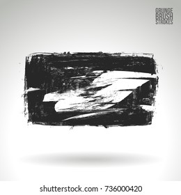 Grey brush stroke and texture. Grunge vector abstract hand - painted element. Underline and border design.