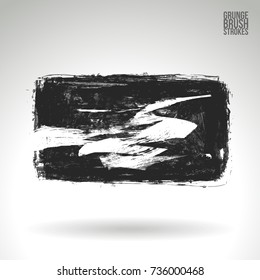 Grey brush stroke and texture. Grunge vector abstract hand - painted element. Underline and border design.