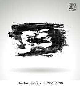 Grey brush stroke and texture. Grunge vector abstract hand - painted element. Underline and border design.