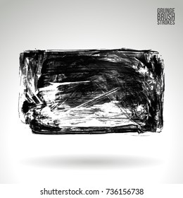 Grey brush stroke and texture. Grunge vector abstract hand - painted element. Underline and border design.