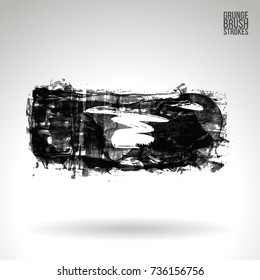 Grey brush stroke and texture. Grunge vector abstract hand - painted element. Underline and border design.
