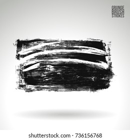 Grey brush stroke and texture. Grunge vector abstract hand - painted element. Underline and border design.