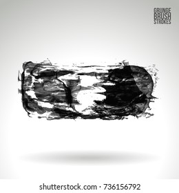Grey brush stroke and texture. Grunge vector abstract hand - painted element. Underline and border design.