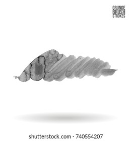 Grey brush stroke and texture. Grunge vector abstract hand - painted element. Underline and border design.