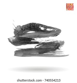 Grey brush stroke and texture. Grunge vector abstract hand - painted element. Underline and border design.