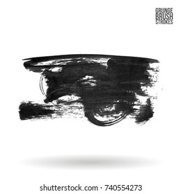 Grey brush stroke and texture. Grunge vector abstract hand - painted element. Underline and border design.