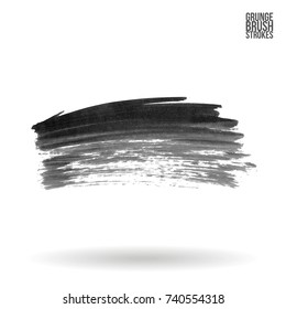 Grey brush stroke and texture. Grunge vector abstract hand - painted element. Underline and border design.