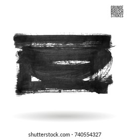 Grey brush stroke and texture. Grunge vector abstract hand - painted element. Underline and border design.