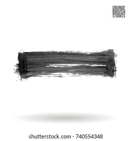 Grey brush stroke and texture. Grunge vector abstract hand - painted element. Underline and border design.