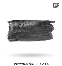 Grey brush stroke and texture. Grunge vector abstract hand - painted element. Underline and border design.