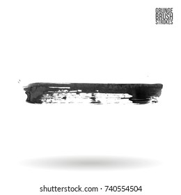 Grey brush stroke and texture. Grunge vector abstract hand - painted element. Underline and border design.