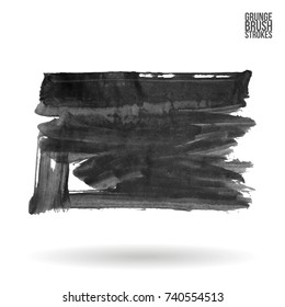 Grey brush stroke and texture. Grunge vector abstract hand - painted element. Underline and border design.