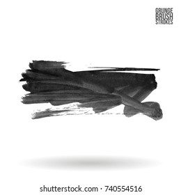 Grey brush stroke and texture. Grunge vector abstract hand - painted element. Underline and border design.
