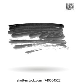 Grey brush stroke and texture. Grunge vector abstract hand - painted element. Underline and border design.