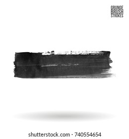Grey brush stroke and texture. Grunge vector abstract hand - painted element. Underline and border design.