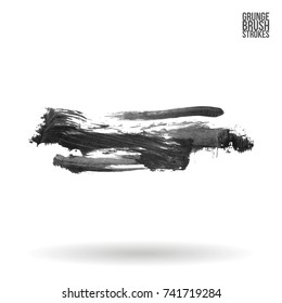 Grey brush stroke and texture. Grunge vector abstract hand - painted element. Underline and border design.
