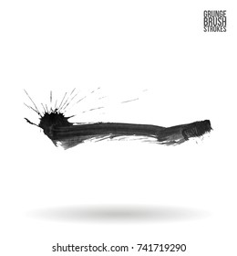 Grey brush stroke and texture. Grunge vector abstract hand - painted element. Underline and border design.