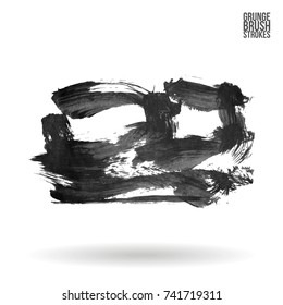 Grey brush stroke and texture. Grunge vector abstract hand - painted element. Underline and border design.