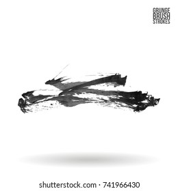 Grey brush stroke and texture. Grunge vector abstract hand - painted element. Underline and border design.