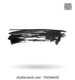 Grey brush stroke and texture. Grunge vector abstract hand - painted element. Underline and border design.