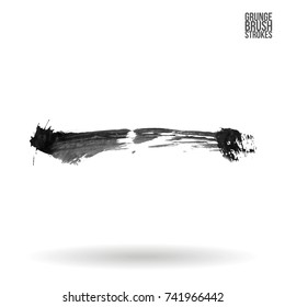 Grey brush stroke and texture. Grunge vector abstract hand - painted element. Underline and border design.