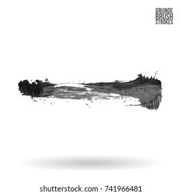 Grey brush stroke and texture. Grunge vector abstract hand - painted element. Underline and border design.