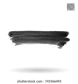 Grey brush stroke and texture. Grunge vector abstract hand - painted element. Underline and border design.